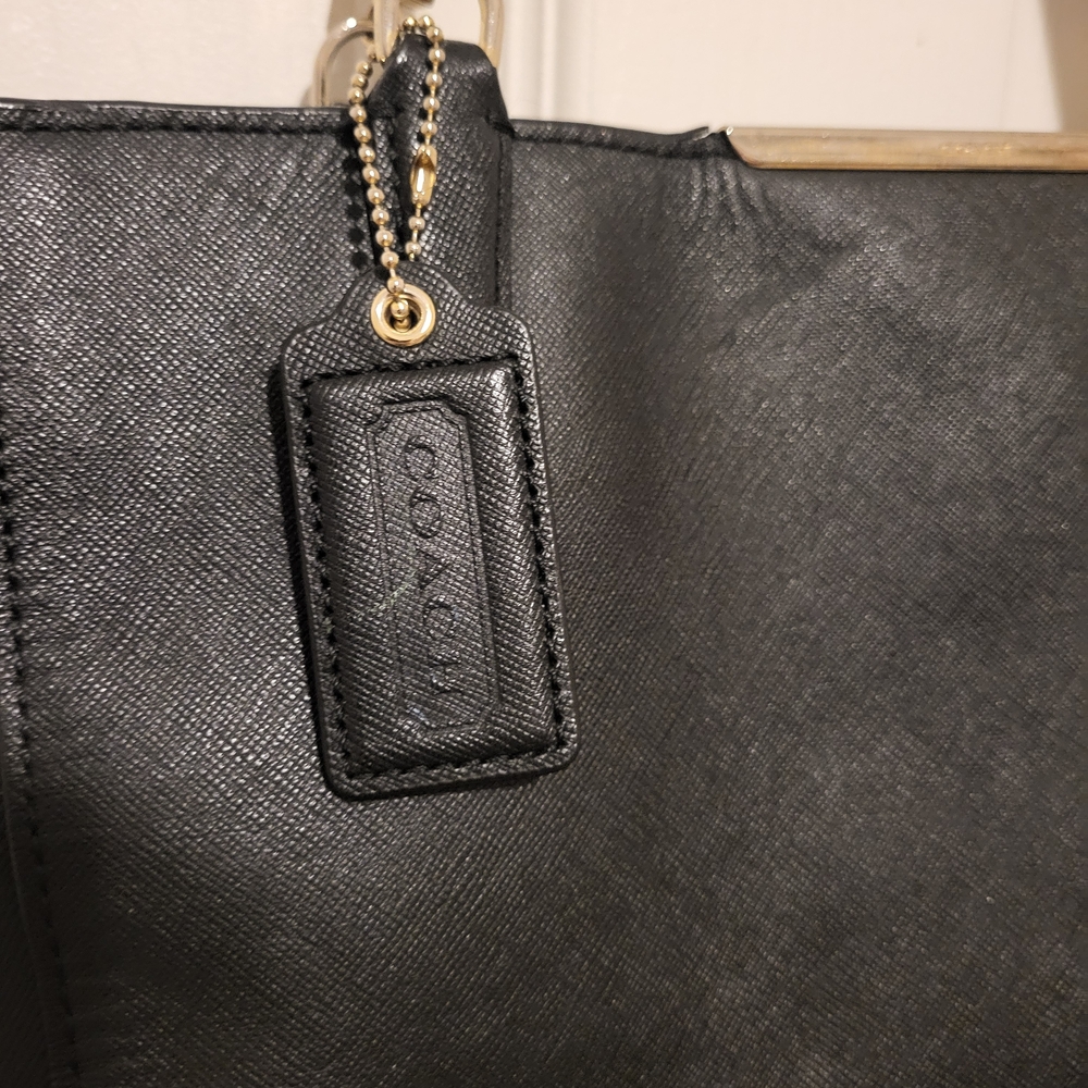 Coach Black Tote with Gold Accents - Picture 3 of 8